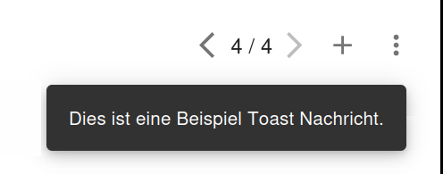 Eine Toast-Benachrichtigung oben rechts in Lucy